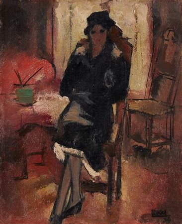 Anselmo Bucci "La donna fatale" 1934
olio su compensato (cm 26x21)
Firmato e dat