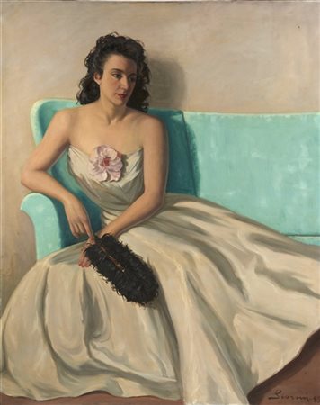 Annibale Scaroni "Ritratto di Liliana" 1949
olio su tela (cm 150x120)
Firmato e