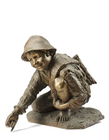 Enrico Astorri "Il gioco delle biglie" 
scultura in bronzo (h cm 58) Firmata all