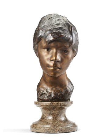 Vincenzo Gemito "Testa di fanciullo" 
scultura in bronzo (h cm 35)
Poggiante su