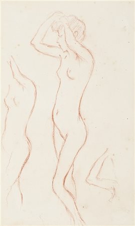 Federico Zandomeneghi "Studio di nudo" 
sanguigna su carta (cm 30x18)
Reca timbr