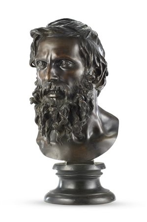 Vincenzo Gemito "Testa di filosofo" 
scultura in bronzo (h cm 50)
Al retro: firm