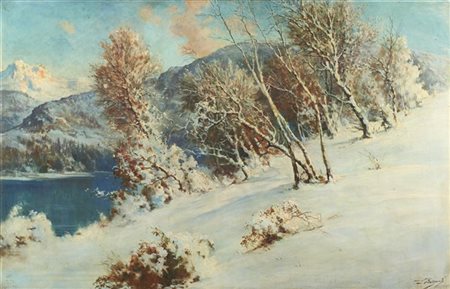 Licinio Barzanti "Paesaggio invernale" 
olio su tela (cm 91x140)
Reca firma non