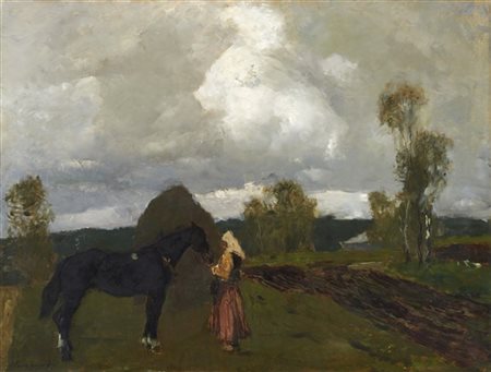 Alessio Issupoff "Lavoro nei campi" 
olio su tela (cm 75x100)
Firmato in basso a