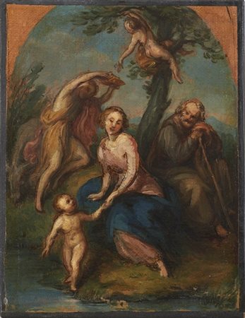 Giovanni Carnovali (Attribuito)

"Riposo durante la fuga in Egitto" 
olio su car