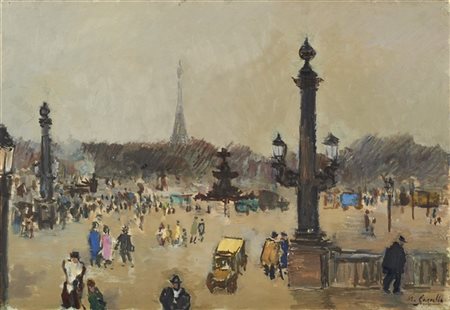 Michele Cascella "Parigi" 
olio su cartone (cm 34x48)
Firmato in basso a destra