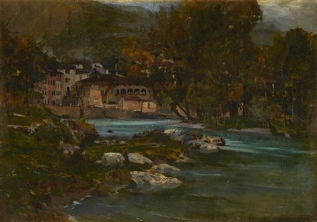 Cesare Viazzi "Case vecchie a Gavarolo" 
olio su tela (cm 48x67)
Firmato in bass