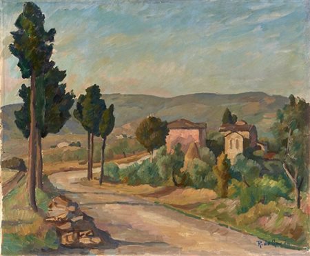 Raffaele De Grada "Paesaggio" 
olio su tela (cm 50x60)
Firmato in basso a destra