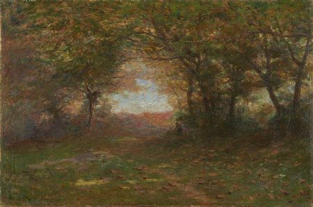 Achille Tominetti "Castagneto in autunno" 
olio su tela (cm 70x106)
Firmato in b