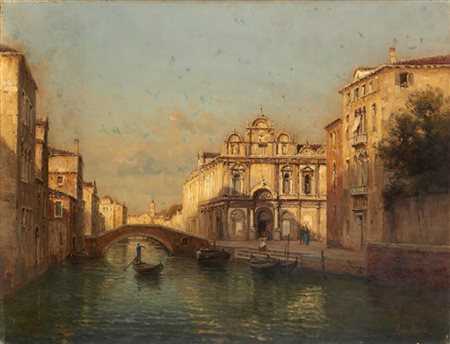 Marc Aldine "Lotto di due Scorci veneziani" 
olio su tela (cm 50x65)
Firmati in