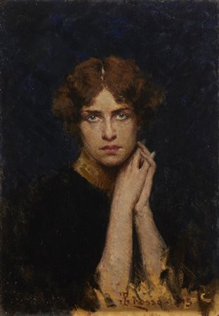 Giacomo Grosso "Ritratto femminile" 1915
olio su compensato (cm 70x50)
Firmato e