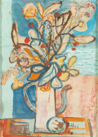 ALFREDO FABBRI (Grosseto 1926 – 2010) "Vaso di fiori", 1970. Tecnica mista su...
