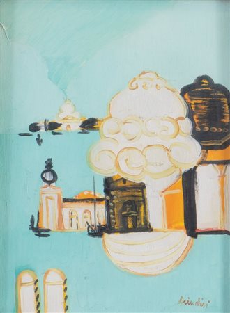 REMO BRINDISI (Roma 1918 – Lido di Spina 1996) "Venezia", anni '70. Olio su...