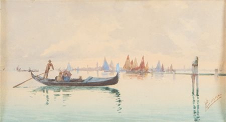 P. LONGEGA (attivo a Venezia nella prima metà del XX secolo ) "Laguna veneta"...