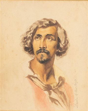 Scuola italiana del XIX secolo. "Patriota", 1850. Acquerello su carta. Cm...