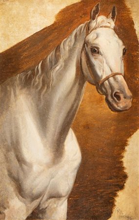 RUGGIERO PANERAI (Firenze 1862 – Parigi 1923) "Cavallo bianco". Olio su...