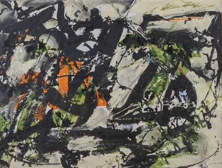 BRUNO COLLA (Copparo 1935) "Emilio mon amour", 1962. Acrilico su carta. Cm...