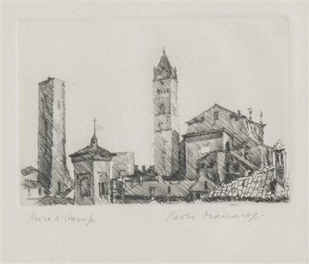 PAOLO MANARESI (Bologna 1908 – 1991) "Senza titolo". Incisione su carta....