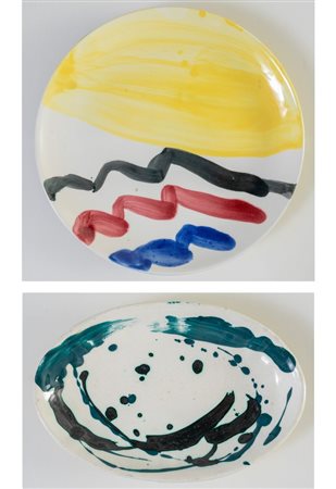 GIGLIOLA OLIVIERI BAJ (XX secolo) Lotto composto da due piatti in ceramica...