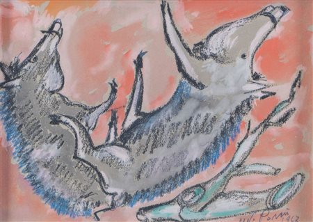 MARCO PORCU (1917 – 2001) "Senza titolo", 1967. Tecnica mista su carta. Cm...