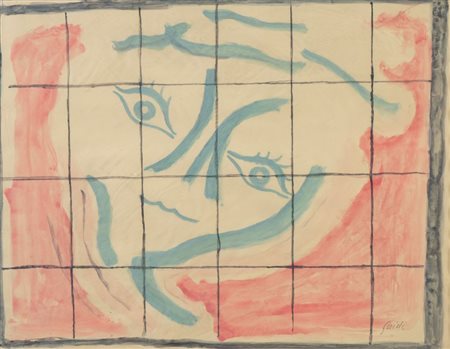 VIRGILIO GUIDI (Roma 1891 – Venezia 1984) "Volto", anni '60. Acquerello su...