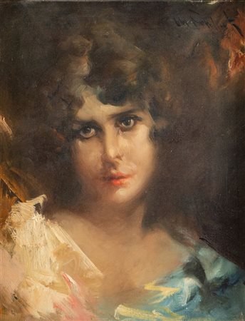 MARIO POBBIATI (Milano 1887 – 1956) "Ritratto femminile". Olio su tela. Cm...