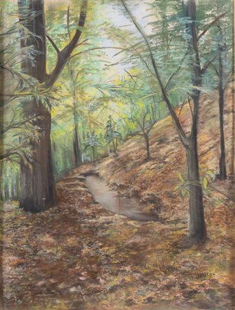 MILLER (XX secolo) "Foresta". Tecnica mista su carta. Cm 84x62,5. Opera...