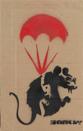 BANKSY (Bristol 1974) "Dismaland", 2015. Spray su cartone. Cm 32x21. Opera...