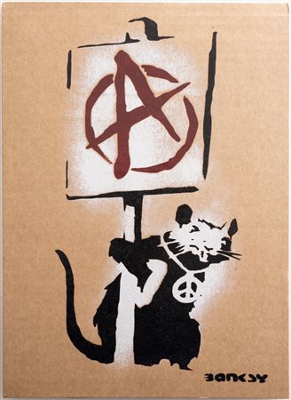 BANKSY (Bristol 1974) "Dismaland", 2015. Spray su cartone. Cm 30x21. Opera...