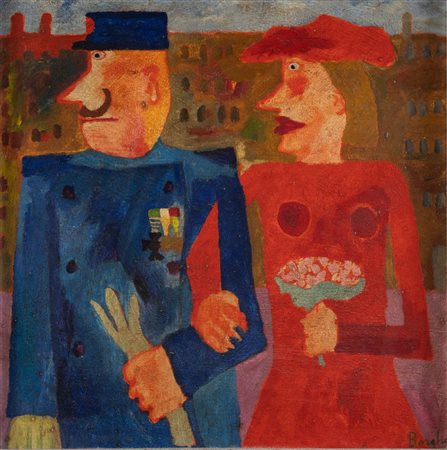 FRANZ BORGHESE (Roma 1941 – 2005) "Il generale e sua moglie", 1972. Olio su...