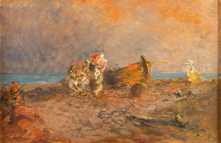 POMPEO MARIANI (Monza 1857 – Bordighera 1927) "Bordighera". Olio su tavola....