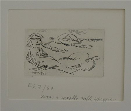 Carlo Carrà, Uomo e cavallo sulla spiaggia 1915