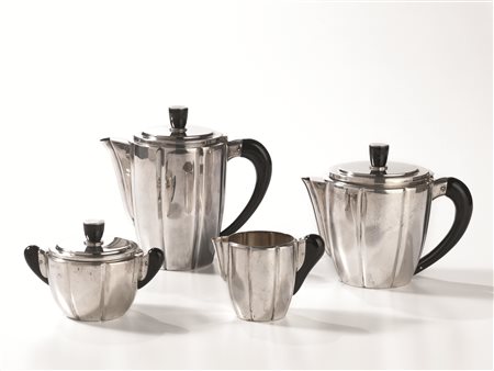 Servito da tÃ¨ e caffÃ¨, manifattura Cesa, in argento, composto da...