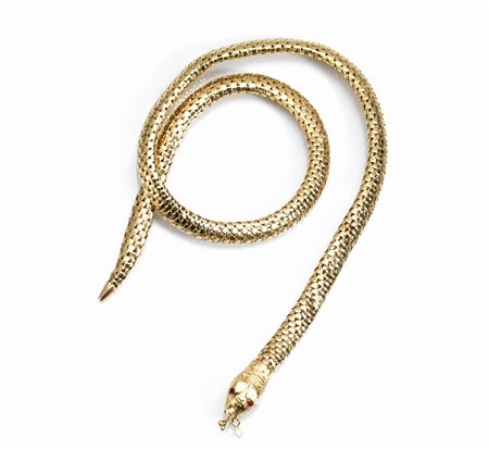 Collana in oro giallomontatura flessibile lavorata a maglia tubogas...