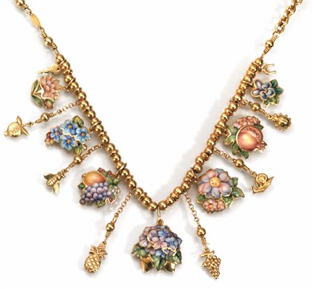 Collana girocollo, Gabriella Rivalta, in oro giallo e smaltirealizzata con...