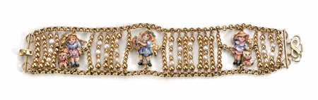 Bracciale, Gabriella Rivalta, in oro giallo, microperle e smaltidipinto a...