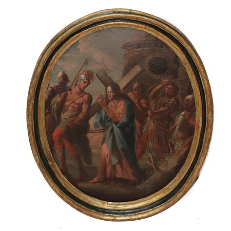 Ovale raffigurante Cristo caricato della croce, XVII Secolo