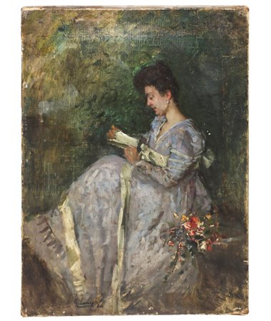 Sir John Lavery (Belfast 1856-Kilmoganny 1941)  - Donna seduta che legge un libro, 1886
