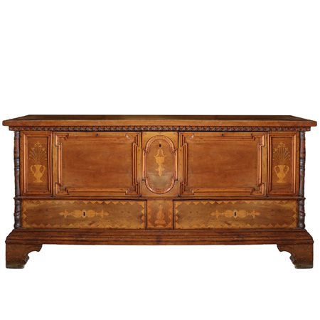 Cassapanca in legno a motivi floreali, XVIII Secolo Sicilia