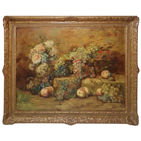 Natura morta con uva e frutti