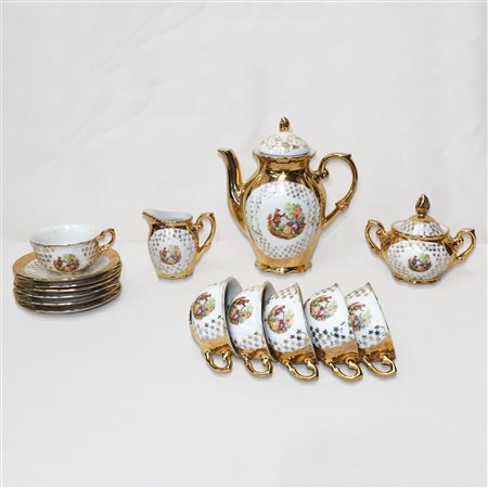 Bavaria - Servizio da caffè in oro con scene di genere