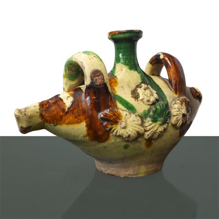 Scaldamano in ceramica policroma, Italia meridionale, Fine 19° Secolo