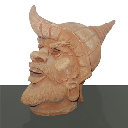 Giuseppe Fortunato  Pirrone (Borgetto 1898-Roma 1978)  - Testa di Rodomonte in cotto siciliano, 1950