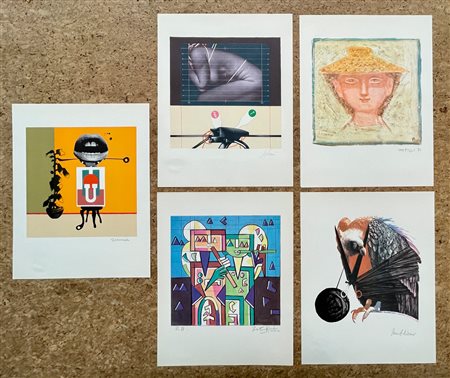 EDIZIONI BOLAFFIARTE (SERGIO SARRI, MASSIMO CAMPIGLI, IBRAHIM KODRA, VALERIANO TRUBBIANI E GIUSEPPE GUERRESCHI) - Lotto unico di 5 opere