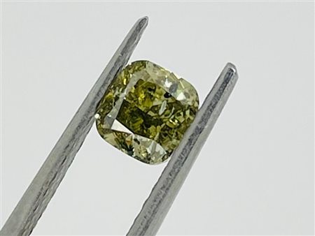 DIAMANTE 1,01 CT FANCY GRIGIASTRO GIALLOGNOLO VERDE INTENSO - I2 - CUSCINO - GIA - DN21108 