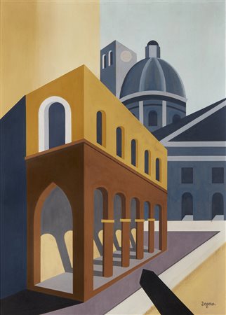 DEPERO FORTUNATO (1892 - 1960) - Reggio Emilia (Portici in Piazza Trinità).