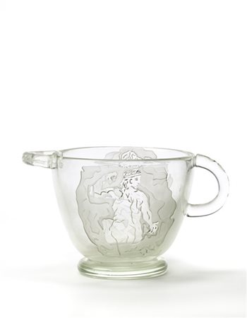 OSKAR KOKOSCHKA "Coppa delle Baccanti"
Grande vaso biansato in vetro soffiato tr