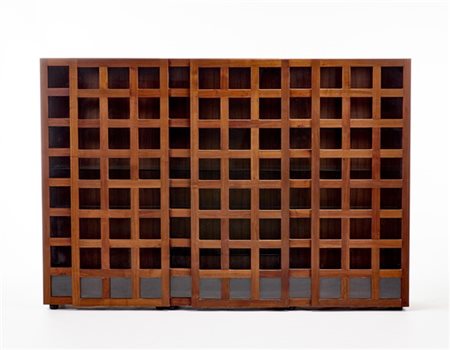 Marco Zanuso Libreria a tre ante modello "LB65". Esecuzione Poggi, Pavia, 1978.