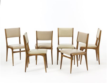Carlo De Carli Sei sedie modello "671". Produzione Cassina, Meda, 1957. Legno ch