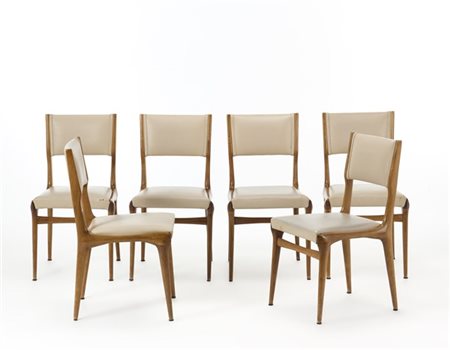 Carlo De Carli Sei sedie modello "671". Produzione Cassina, Meda, 1957. Legno ch